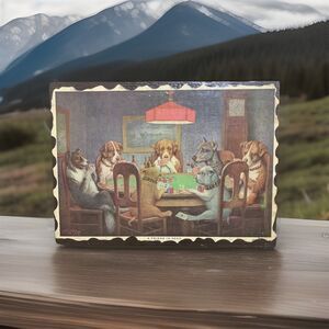 Vintage Custom C.M. Coolidge Print Dogs Playing Poker A Friend In Need 11" x 14"
